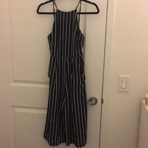 Pinstripe Wide-Leg Jumpsuit